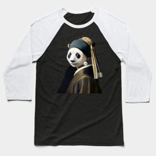 Panda and Girl with a Pearl Earring Baseball T-Shirt